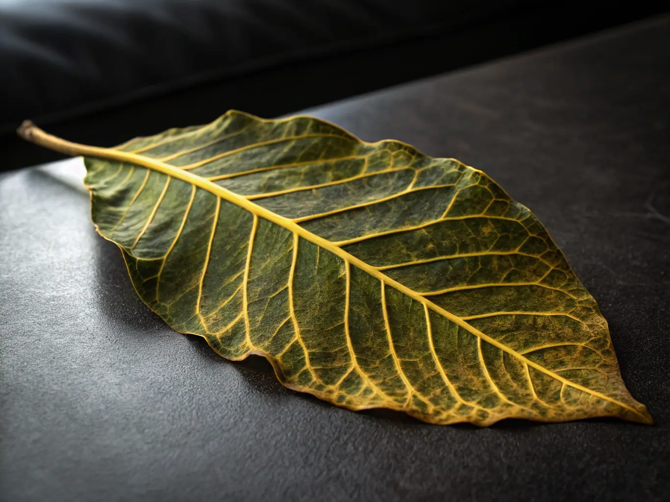 Close-up shot of Lemon tobacco leaves, showcasing their bright color and fine texture, with a hand gently holding a few leaves to emphasize their quality.