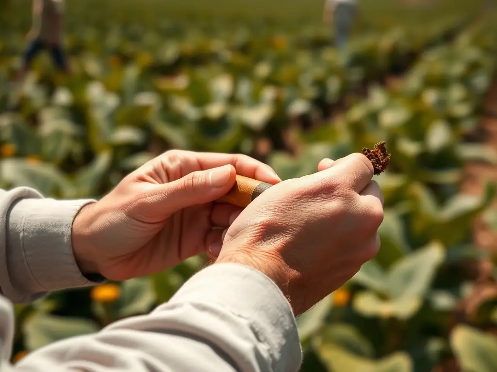 A person happily rolling a cigarette with natural tobacco, showcasing the ease and enjoyment of using the product.